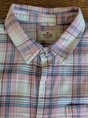 Marine Layer - Stretch Selvage Long Sleeve Shirt Warm Multi Plaid - Size Medium